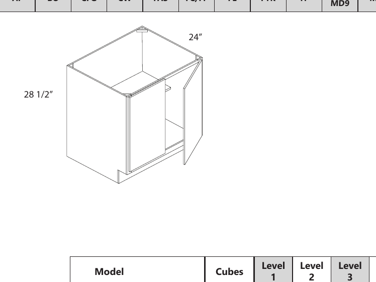 Vanity Drawer Base custom kitchen cabinet, 12″–39″ wide
