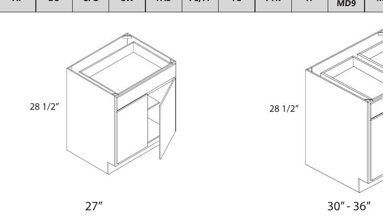 Vanity Drawer custom kitchen cabinet, 9″–36″ wide