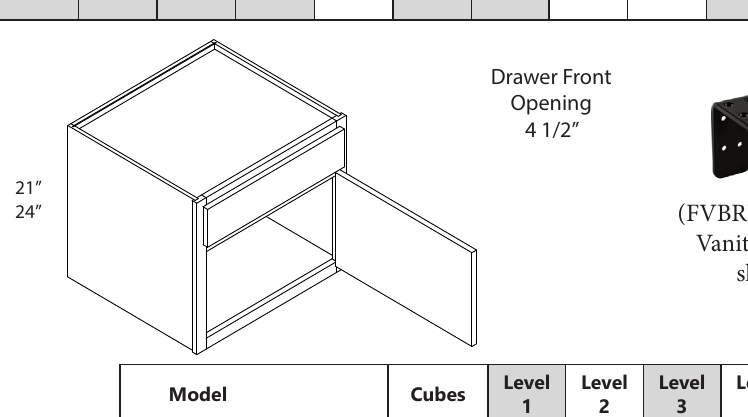 Floating Vanity Base custom kitchen cabinet, 12″–36″ wide