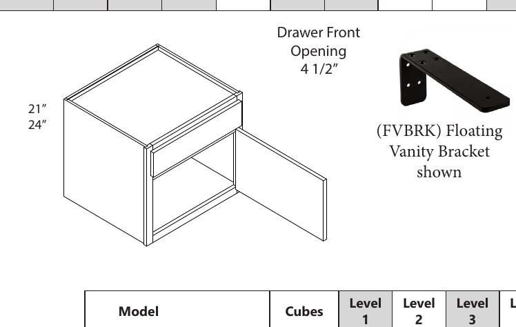 Floating Vanity Sink Base custom kitchen cabinet, 12″–36″ wide