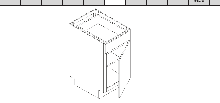 Peninsula Base custom kitchen cabinet, 9″–48″ wide