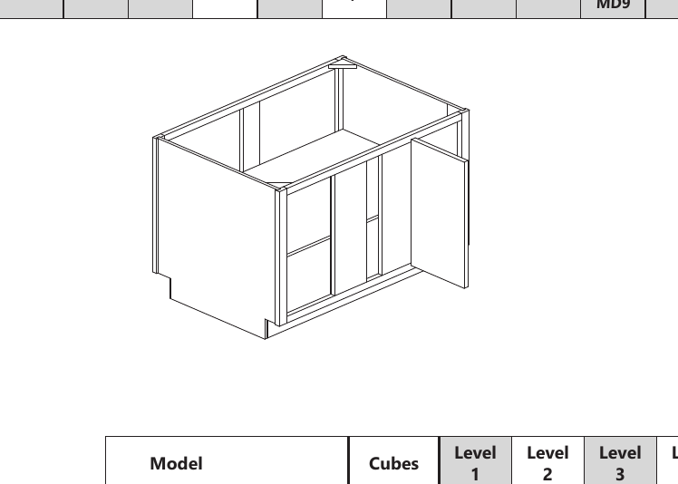 Peninsula Blind Base All Door custom kitchen cabinet, 36″–48″ wide