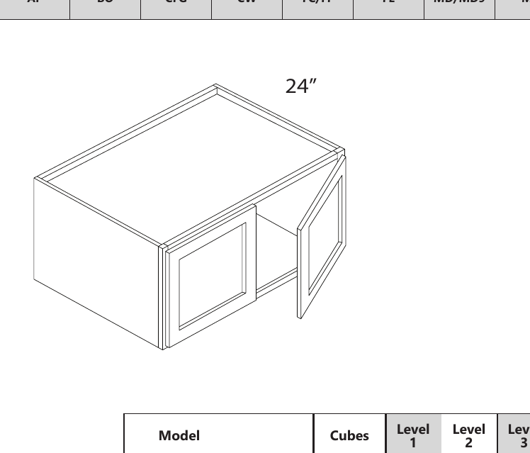 Refrigerator Wall custom kitchen cabinet, 30″–42″ wide
