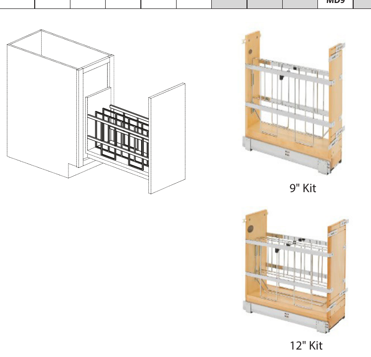 TFB custom kitchen cabinet, 9″–12″ wide