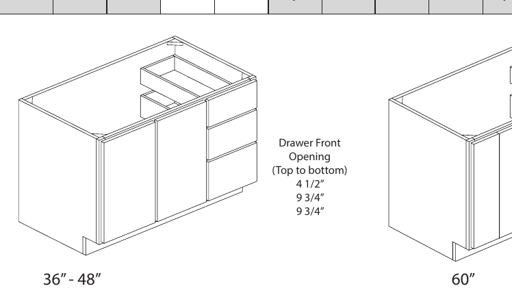Vanity Sink Drawer custom kitchen cabinet, 45″–60″ wide